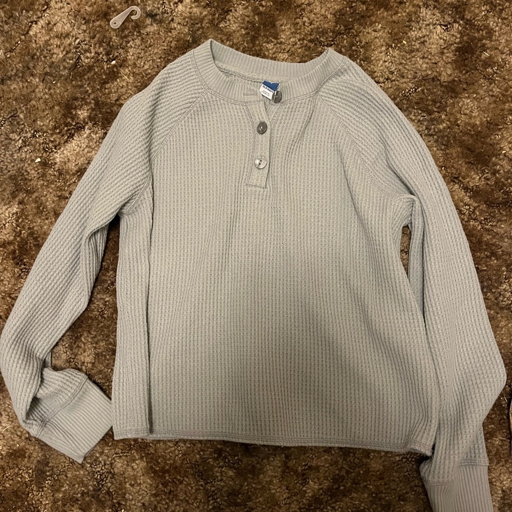 Blue button sweater top